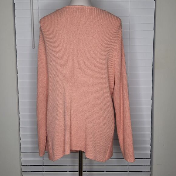 J H Collectibles Peach Metallic Gold Shimmer Cardigan Sweater Toggle Button Snap - Picture 2 of 6